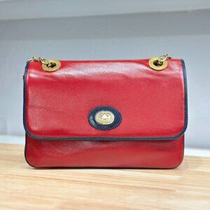 Gucci GG Logo Red Leather Shoulder Bag Crossbody